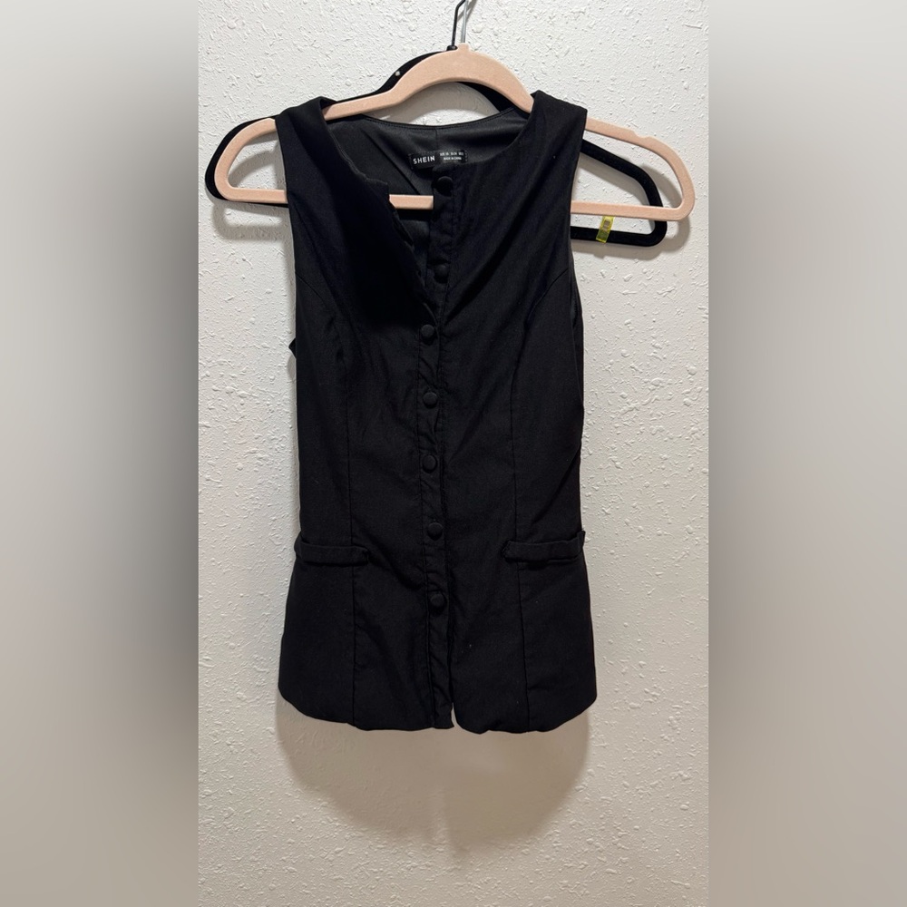 Elegant Black Button-Down too and skirt Set
